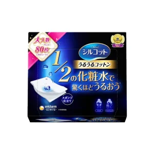 Unicharm Silcot Blue Cotton 80 Pieces