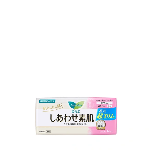 KAO Laurier Happy Bare Skin Super Slim Type For Normal Day With Wings [24 Pieces]