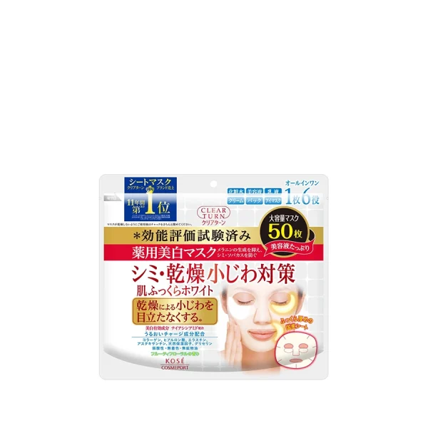 Kose Cosmeport Clear Turn Whitening Skin Plump Medicinal Skin White Mask 50 Pcs