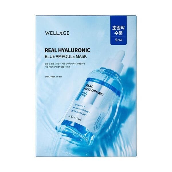 WELLAGE Real Hyaluronic Acid Blue Ampoule Mask 5 pieces