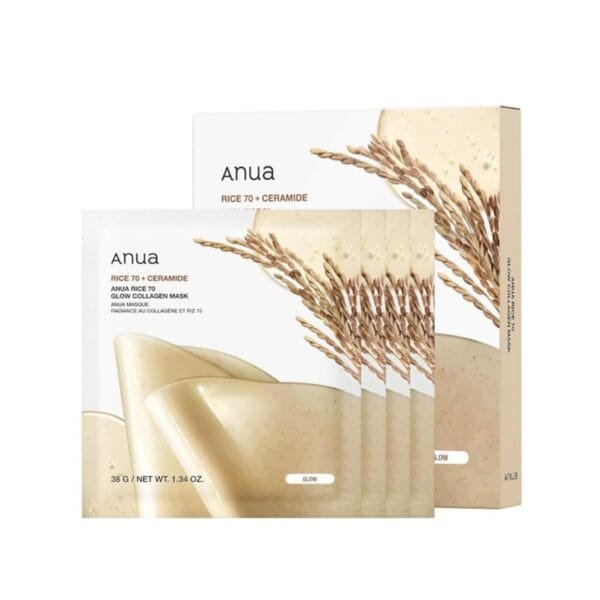 Anua Rice 70 Glow Collagen Mask (4EA)