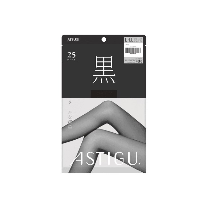 Atsugi ASTIGU "Kuro" (Black) 25 Denier Sheer Tights (Size L-LL AP6003)